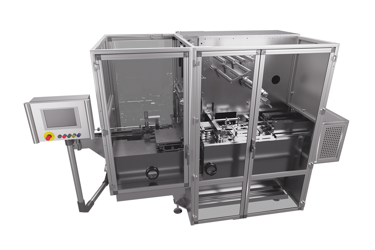 The render of our FAR XE overwrapping machine.