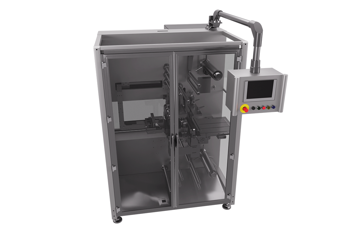 The render of our FAR3001 overwrapping machine.